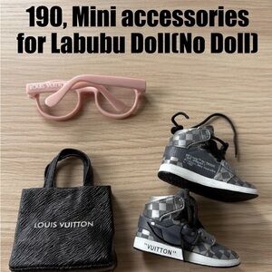 190, Louis Vuitton labubu Doll Mini Accessories - Pink and Black